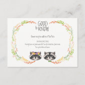Whimsical Forest Raccoons Rustieke bruiloft behuiz Informatiekaartje (Voorkant)