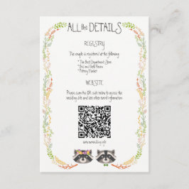 Whimsical Forest Raccoons Rustieke bruiloft behuiz Informatiekaartje