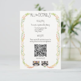Whimsical Forest Raccoons Rustieke bruiloft behuiz Informatiekaartje