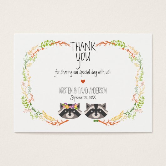Whimsical Forest Raccoons Rustieke Gift Labels / K Visitekaartjes (Voorkant)