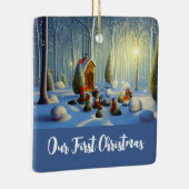 Whimsical Forest Scene, gepersonaliseerd Keramisch Ornament (Rechts)