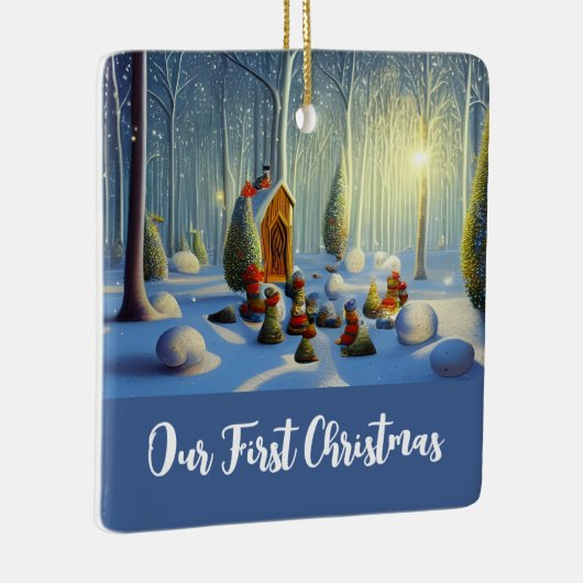 Whimsical Forest Scene, gepersonaliseerd Keramisch Ornament (Rechts)