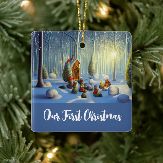 Whimsical Forest Scene, gepersonaliseerd Keramisch Ornament (Boom)