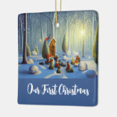 Whimsical Forest Scene, gepersonaliseerd Keramisch Ornament (Links)