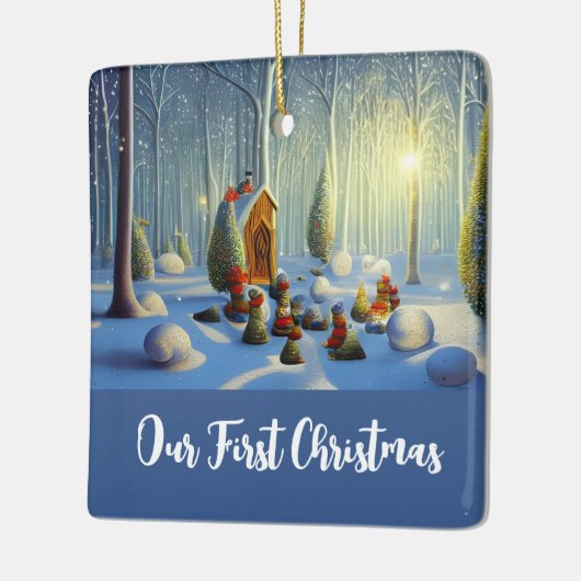 Whimsical Forest Scene, gepersonaliseerd Keramisch Ornament (Links)