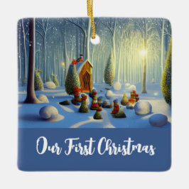 Whimsical Forest Scene, gepersonaliseerd Keramisch Ornament