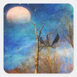 Whimsical Forest Scene Square Stickers