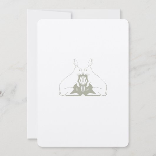 Whimsical Forest thema bruiloft konijn motief Kaart (Achterkant)