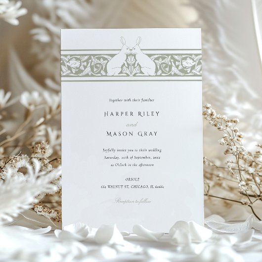 Whimsical Forest thema bruiloft konijn motief Kaart