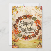 Whimsical Forest Warm Autumn Herfst Happy Birthday Kaart (Voorkant)