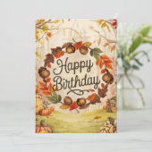 Whimsical Forest Warm Autumn Herfst Happy Birthday Kaart (Staand voorkant)