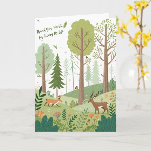 Whimsical Forest-Wenskaart Kaart (Gele Bloem)