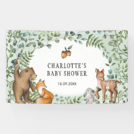 Whimsical Forest Woodland Animals Welkom Baby Spandoek