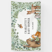 Whimsical Forest Woodland Animals Welkom Baby Spandoek (Verticaal)