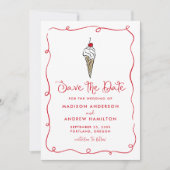 Whimsical Foto Huwelijksaankondiging Ijsje Save The Date (Voorkant)