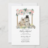 Whimsical Foto Waterverf Kat Roze Witte Bloemen Kaart (Voorkant)