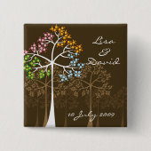 Whimsical Four Seasons Trees Brown Wedding Button (Voorkant)