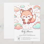 Whimsical Fox Baby shower Kaart (Voorkant / Achterkant)