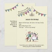 Whimsical Fox & Badger Dance 45e verjaardag Uitnod Kaart (Voorkant / Achterkant)