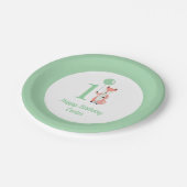Whimsical Fox & Ballon Groen Gelukkige Verjaardag Papieren Bordje (Gekanteld)