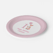 Whimsical Fox & Balloon Roze Gelukkige Verjaardag  Papieren Bordje (Gekanteld)