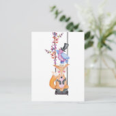 Whimsical Fox & Bird Briefkaart (Staand voorkant)