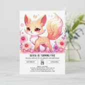 Whimsical Fox digitale verjaardag Kaart (Staand voorkant)