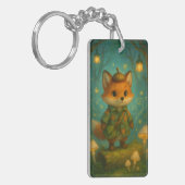 Whimsical Fox Explorer Art Sleutelhanger (Voorkant Links)