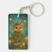 Whimsical Fox Explorer Art Sleutelhanger (achterkant)