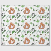 Whimsical Fox Family and Forest Leaves Cadeaupapier (Vlak)