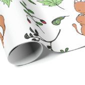 Whimsical Fox Family and Forest Leaves Cadeaupapier (Rol Hoek)