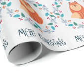 Whimsical Fox in Christmas Wreath Cadeaupapier (Rol Hoek)