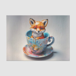 Whimsical Fox Kit in Teacup Decoupage Papier