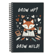 Whimsical Fox met het tijdschrift - "Grow Up? Word