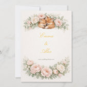 Whimsical Fox & Pastel Bloemen Bruiloftsinvatie Kaart (Voorkant)