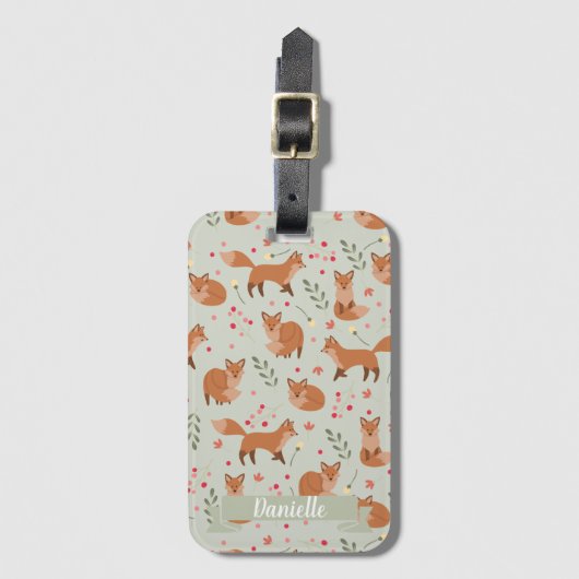 Whimsical Fox Pattern Bagagelabel (Voorkant (verticaal))