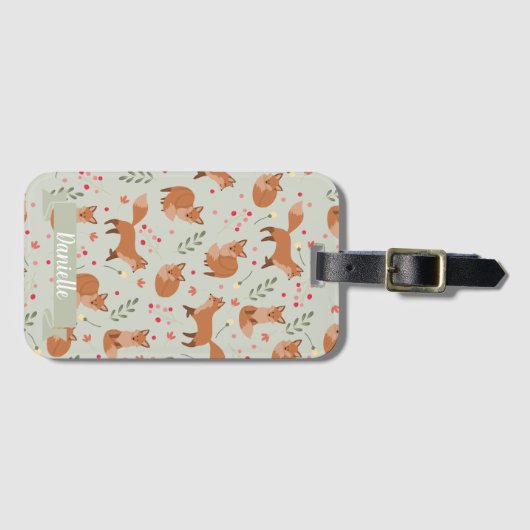 Whimsical Fox Pattern Bagagelabel (Voorkant (horizontaal))