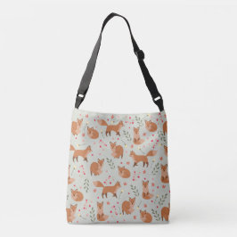 Whimsical Fox Pattern Crossbody Tas