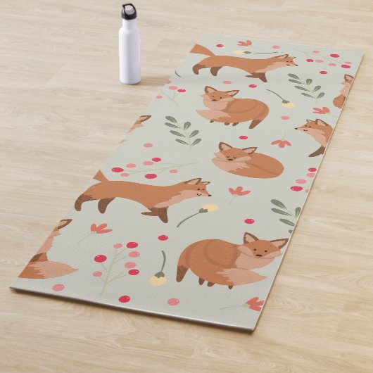 Whimsical Fox Pattern Yogamat (In situ)