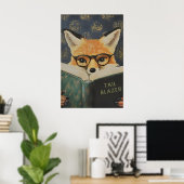 Whimsical Fox Reading Book Art Print (Thuiskantoor)