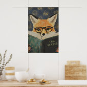 Whimsical Fox Reading Book Art Print (Keuken)