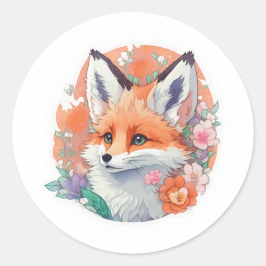 Whimsical Fox Ronde Sticker (Voorkant)
