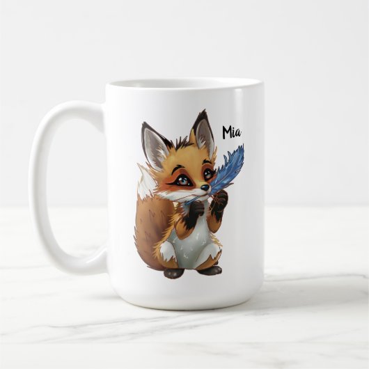 Whimsical Fox with a Feather Koffiemok (Links)