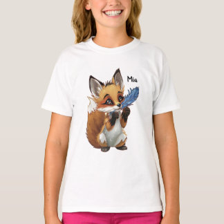 Whimsical Fox with a Feather T-shirt
