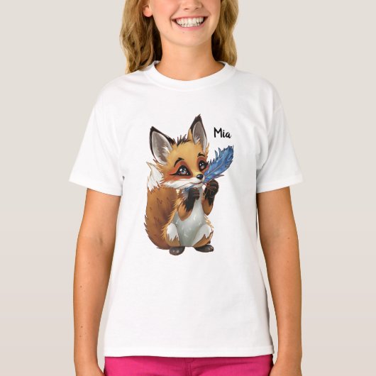 Whimsical Fox with a Feather T-shirt (Voorkant)