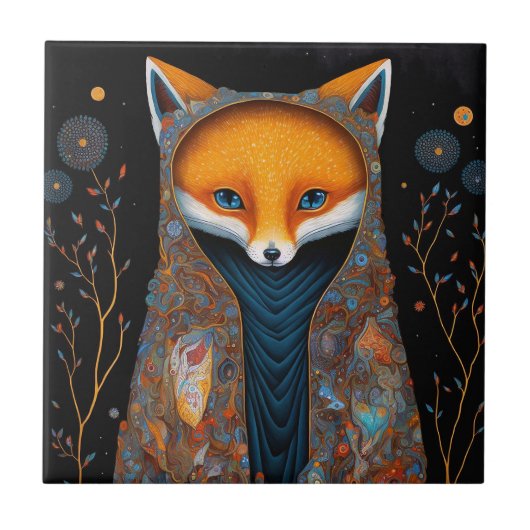 Whimsical Fox Woodland Fantasy Art Ceramic Tegel Tegeltje (Voorkant)