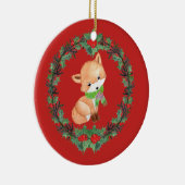 Whimsical Fox Wreath Personalized Keramisch Ornament (Rechts)