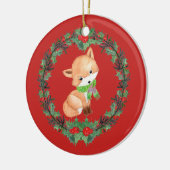 Whimsical Fox Wreath Personalized Keramisch Ornament (Links)