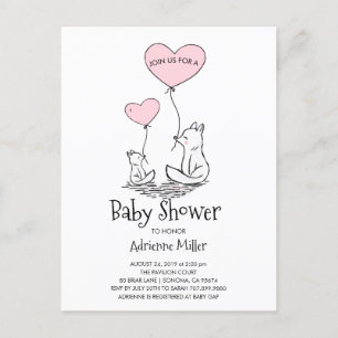 Whimsical Foxes and Balloons Boy Baby shower Uitnodiging Briefkaart