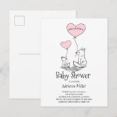 Whimsical Foxes and Balloons Boy Baby shower Uitnodiging Briefkaart (Voorkant / Achterkant)